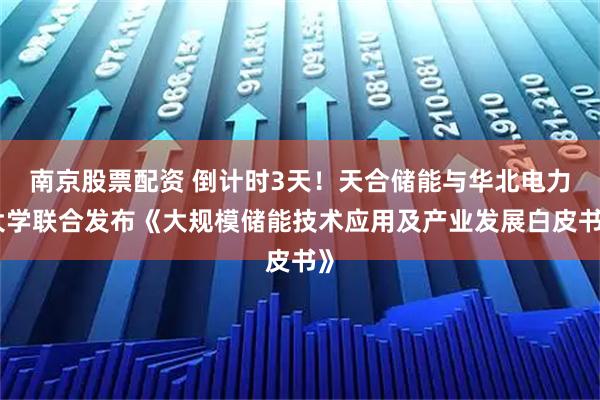 南京股票配资 倒计时3天！天合储能与华北电力大学联合发布《大规模储能技术应用及产业发展白皮书》
